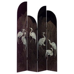 Chinese Coromandel 4-Fold Screen with Graduated Tiered Panels