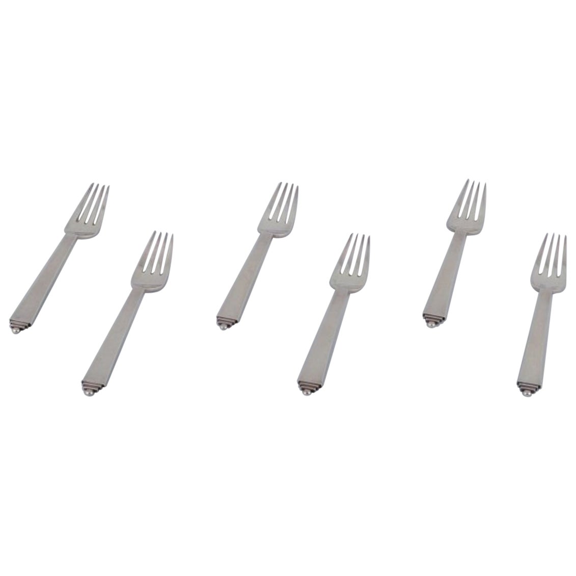 Georg Jensen Pirámide, seis tenedores de plata de ley.