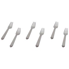 Georg Jensen Pirámide, seis tenedores de plata de ley.