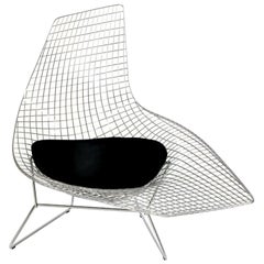 Asymmetric Chaise with Black Cushion by Harry Bertoia for Knoll, USA.