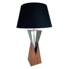 Mid-century modern walnut and Lucite table lamp