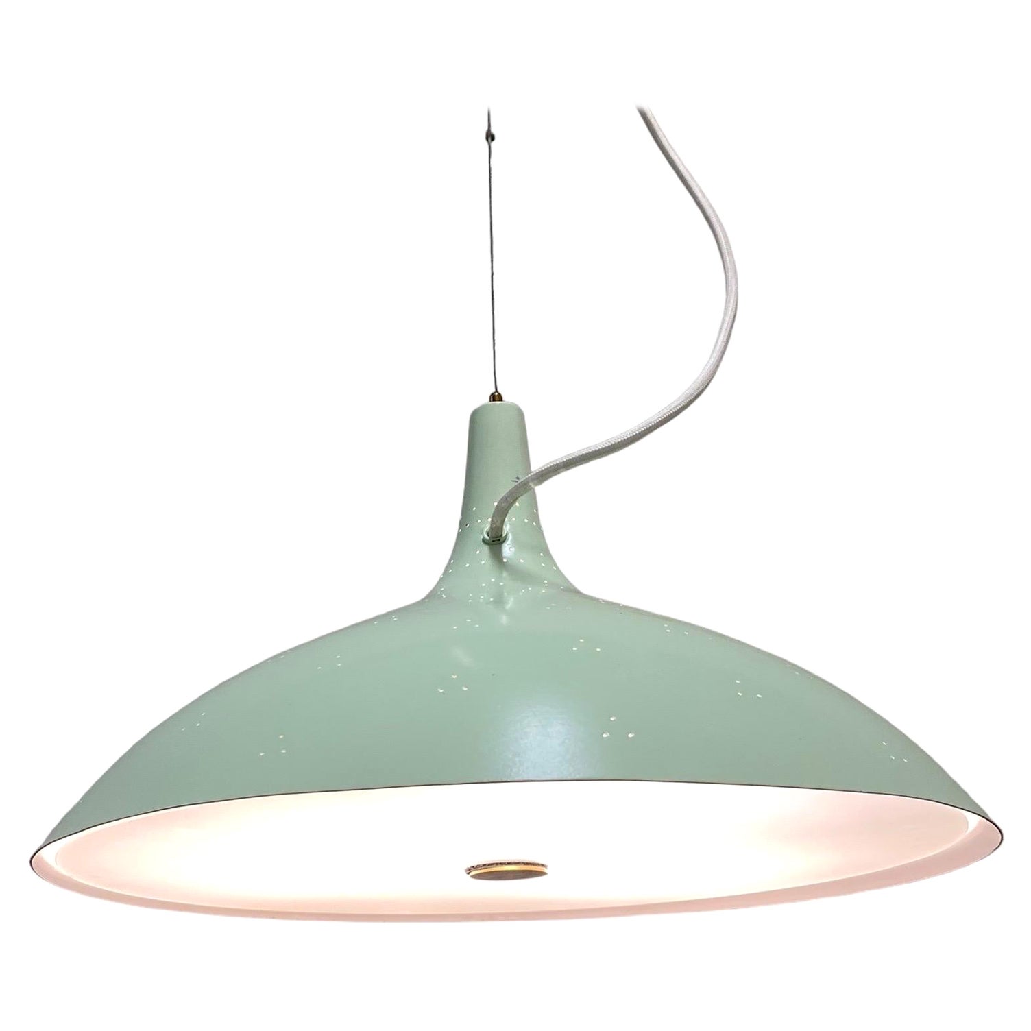 A Paavo Tynell Adjustable Ceiling Lamp Model A1965 in Light Green, Taito 1950s