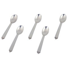 Georg Jensen Pyramid, five teaspoons in sterling silver.