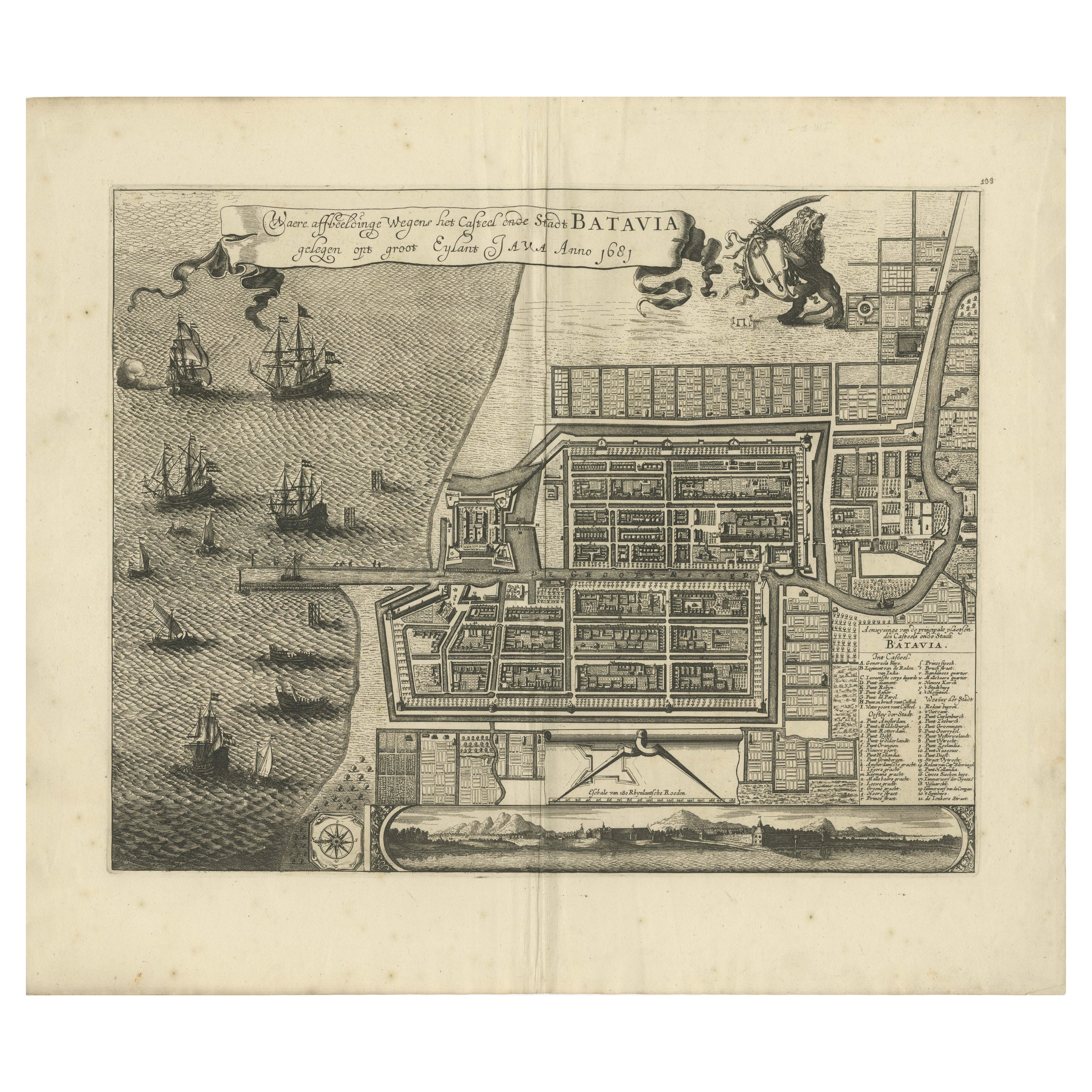 Seltene Karte von Batavia aus dem Jahr 1681: Detaillierte holländische Kartographie der Kolonialzeit, 1681 im Angebot