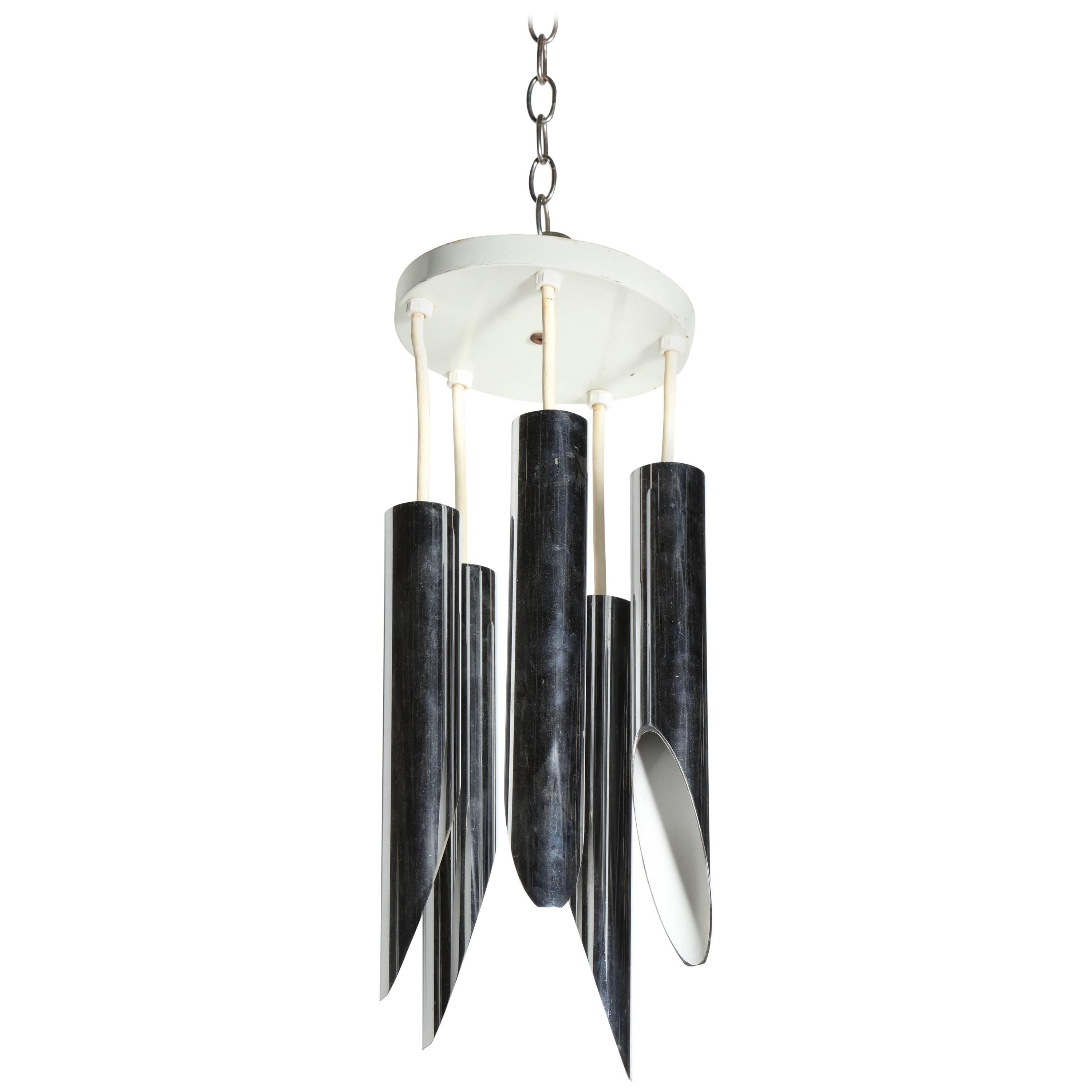 Robert Sonneman Adjustable Chrome Hanging "Tail Pipes" Pendant, Circa 1970