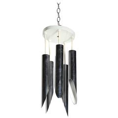 1970s Signed Robert Sonneman Adjustable Chrome "Tail Pipes" Hanging Pendant 3
