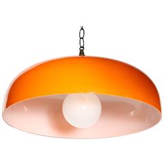 1950s Murano, Venini & Co. Round Pendant in Orange and White Cased Glass