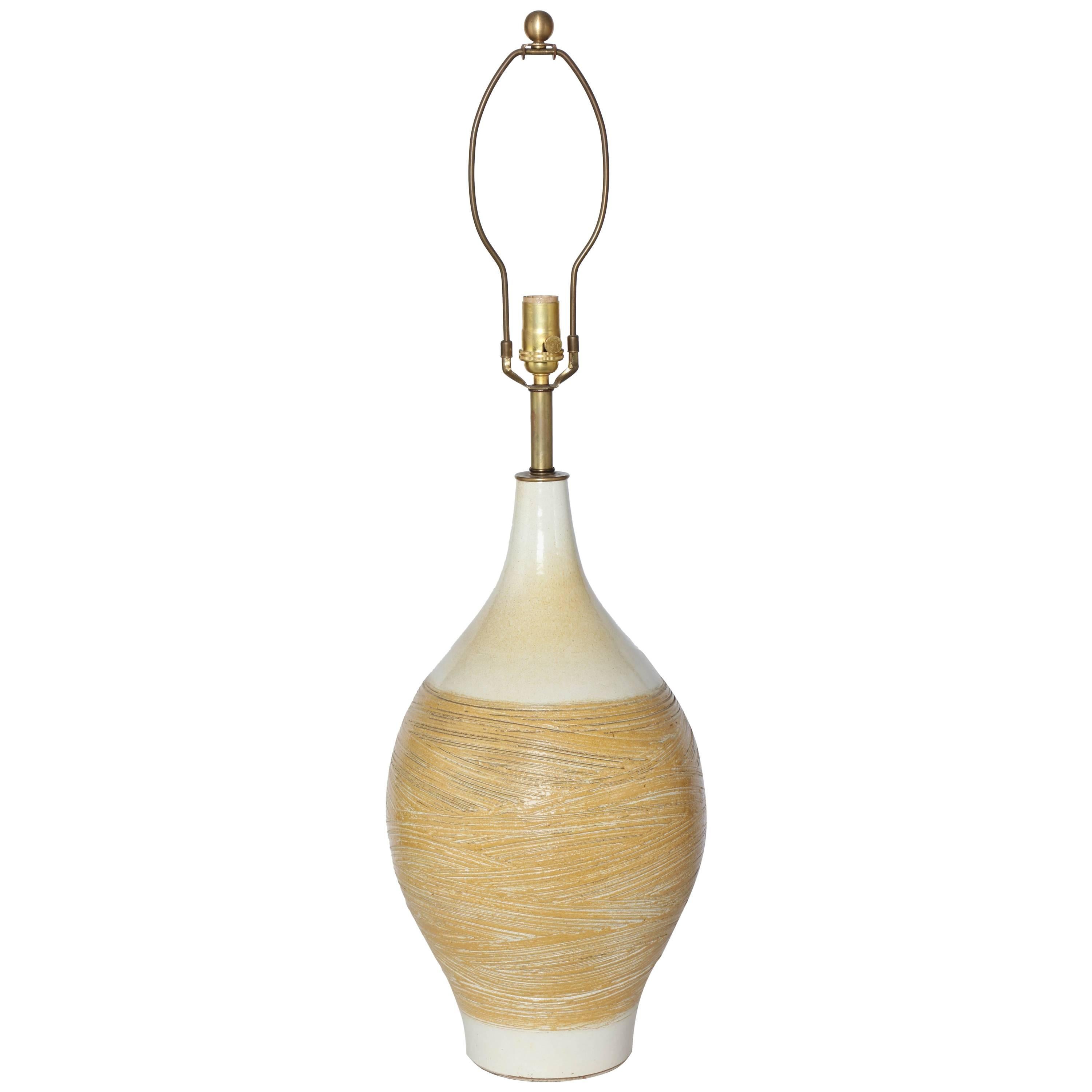 Substantial Lee Rosen for Design Technics Series 3300 Yellow Ceramic Lamp, 1960s For Sale