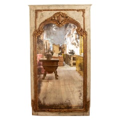 1970s Polychrome Wooden Wall Mirror with Antique Glass