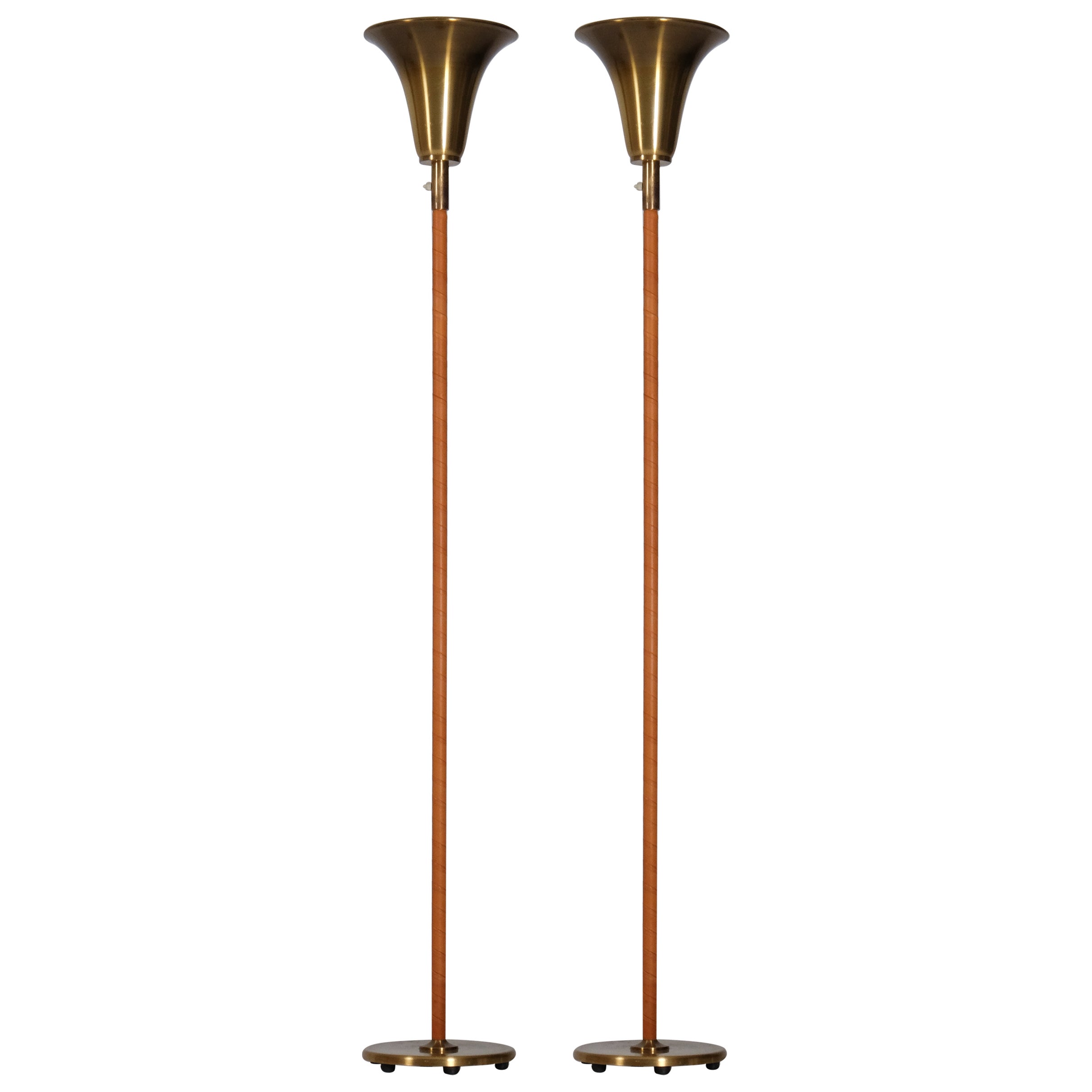 Ensemble de 2 lampadaires en laiton, Norvège, années 1960