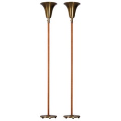 Set of 2 Brass Floor Lamps, Norway, 1960s