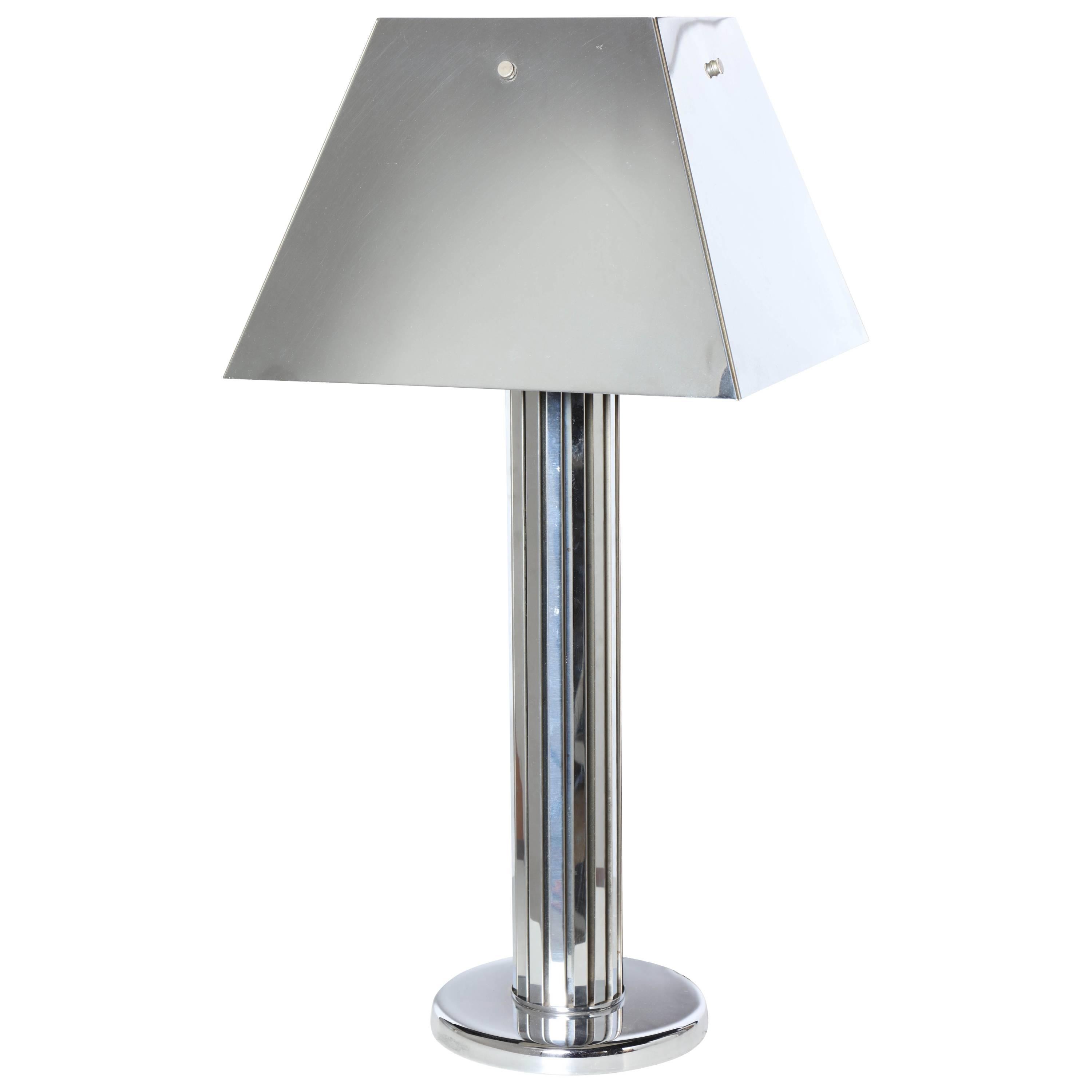 Monumental Curtis Jere Reflective Chrome Table Lamp with Chrome Shade, C. 1970 For Sale