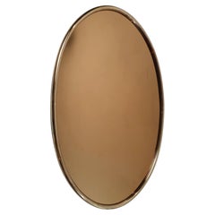 Specchio da parete ovale in ottone, Italia, anni '60