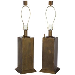 Pair of Chapman Mfg. Co. All Brass Tower Table Lamps, 1960s 