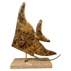 A large Tropical Fish Sculpture In Marble And Brass By Maitland Smth