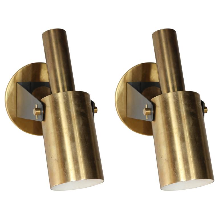 Pair of 1960s Italian Modern Articulating Brass Wall Sconce Reading