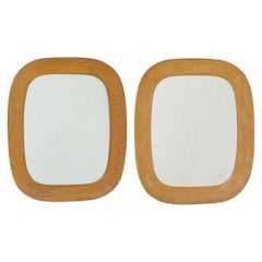 Pair of mid century oak Swedish mirrors by Fröseke nybrofabriken
