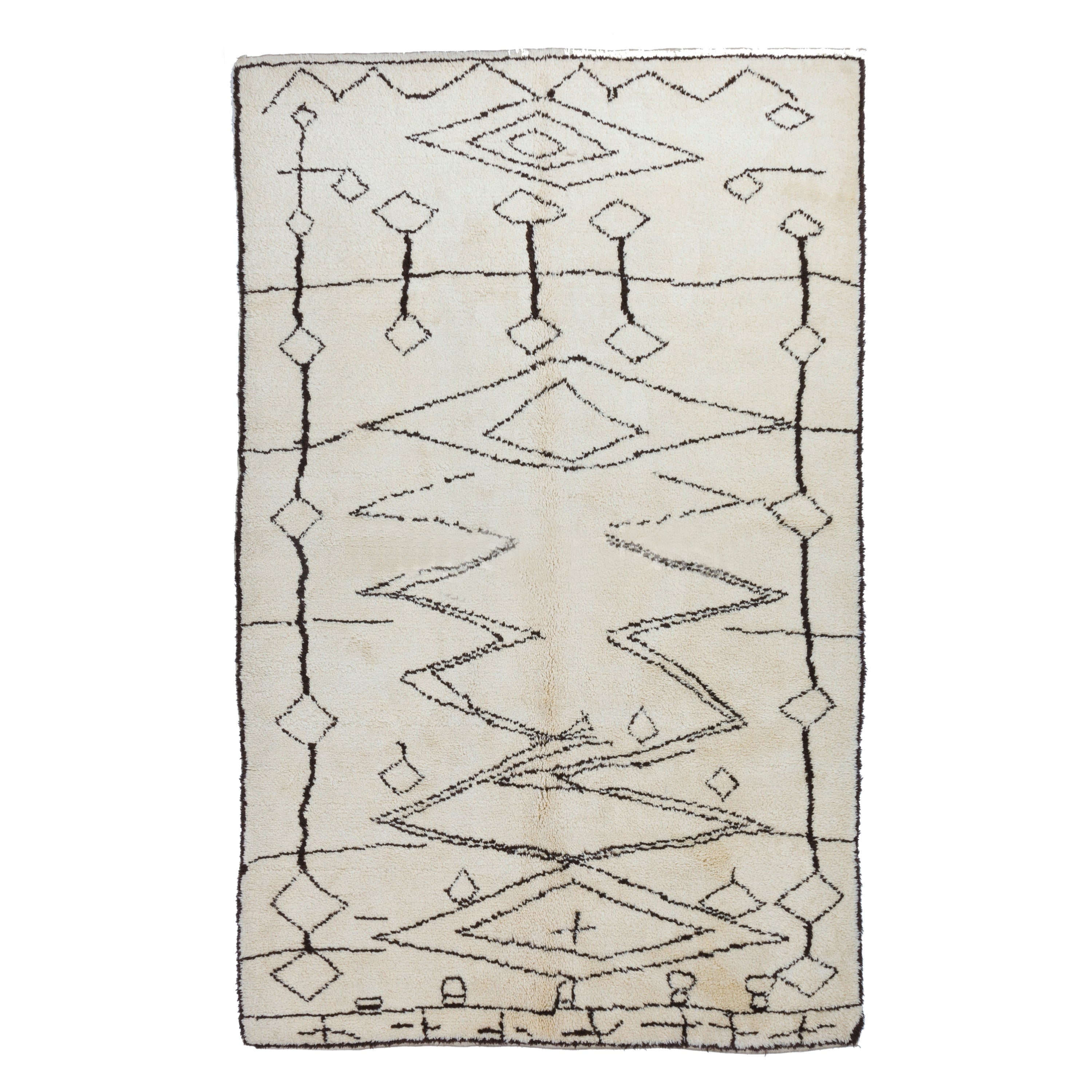7x10 ft Modern Moroccan Berber Rug Made of Undyed Wool, Custom Options Available For Sale