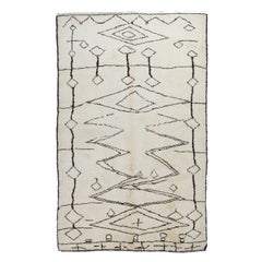 7x10 ft Modern Moroccan Berber Rug Made of Undyed Wool, Custom Options Available