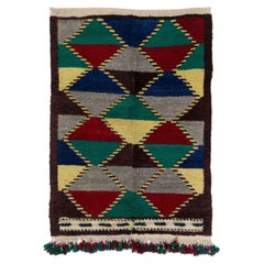 3.5x4.3 Ft Vintage Rug, Colorful Wall Hanging, Decorative Art, Wool Tulu Carpet