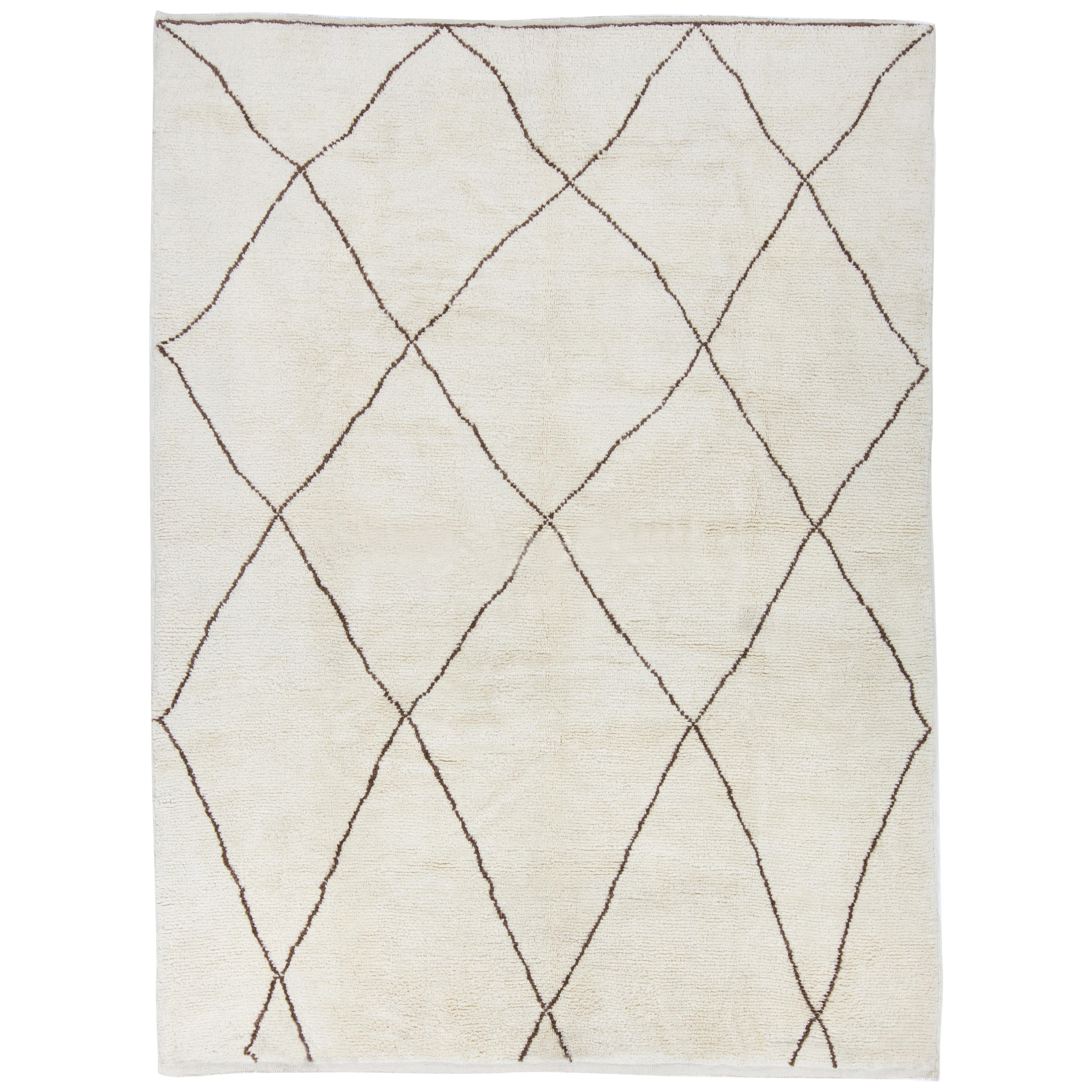 Tapis marocain "Tulu" en laine 100 % naturelle, tapis berbère personnalisé avec motif Atlas en vente