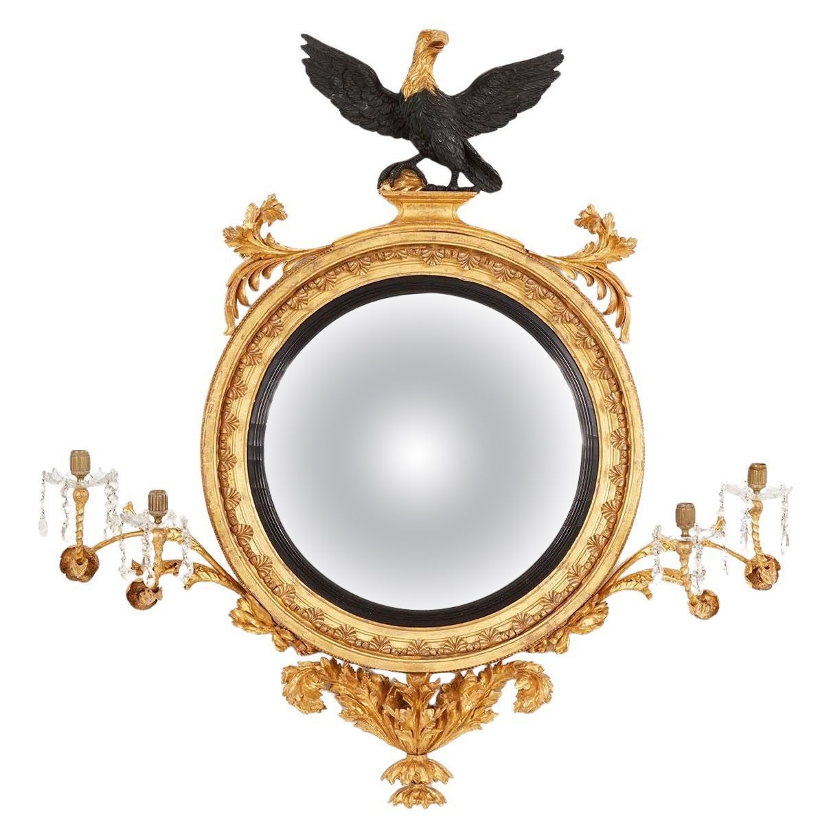 Grand Gilt Convex Eagle Girandole Mirror