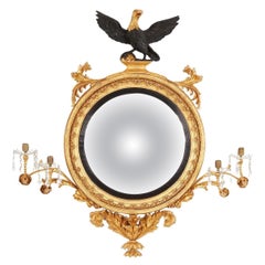 Grand Gilt Convex Eagle Girandole Mirror
