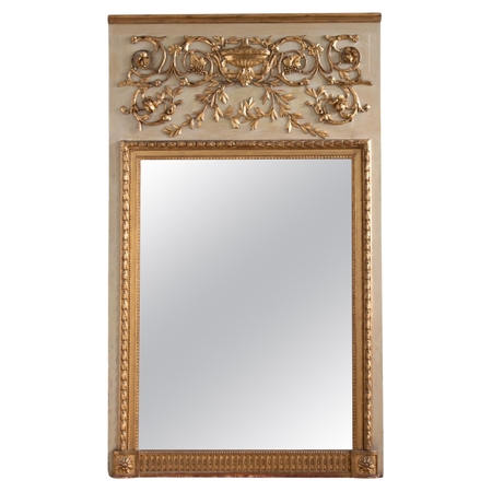 Large French 19th Century LXVI Style Gilt Wood Trumeau Mirror