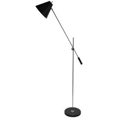 Used Laurel Lamp Co. Adjustable Chrome Floor Lamp with Black Enamel Shade, 1960s