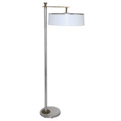 Late 1930s Kurt Versen "Flip Top" Brushed Aluminum and Brass Floor Lamp 5