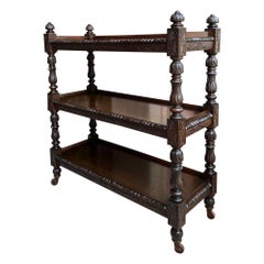 Antique buffet d'hôtel anglais Dumbwaiter Server Sideboard en chêne sculpté Renaissance