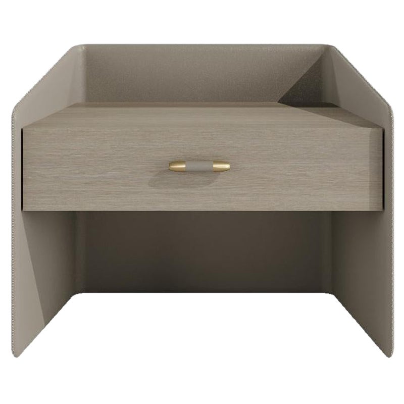 PRISTINE Modern Night Stand, upholstery with leather