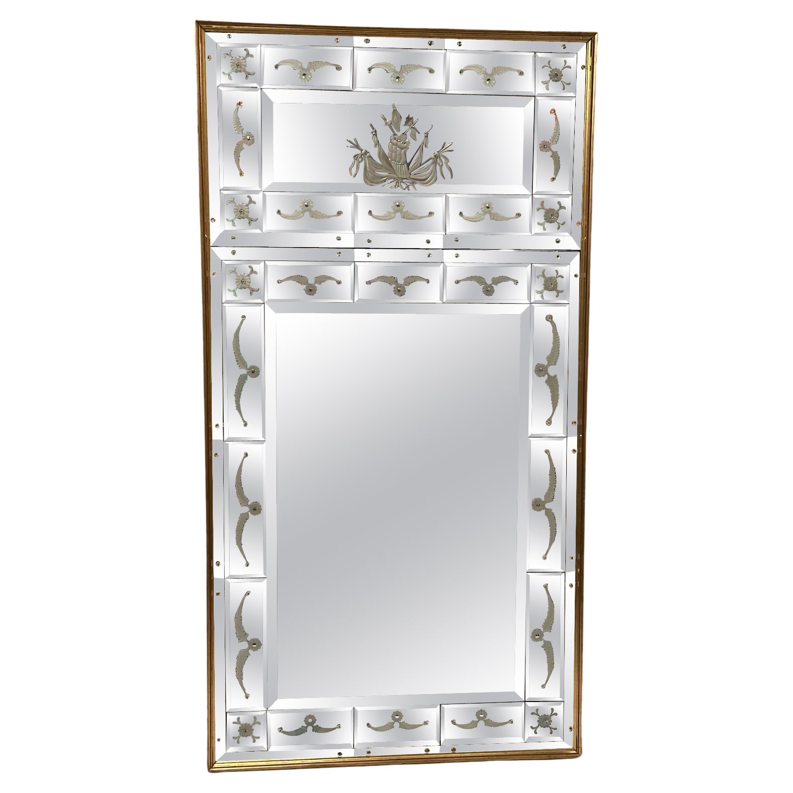 Sensational Rare Form Rectangular Italian Venetian Mirror For Sale