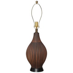 Lee Rosen for Design-Technics Style Terracotta & Black Pottery Table Lamp
