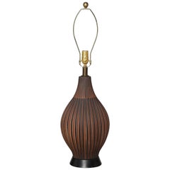 Retro Lee Rosen for Design-Technics Style Terracotta & Black Pottery Table Lamp