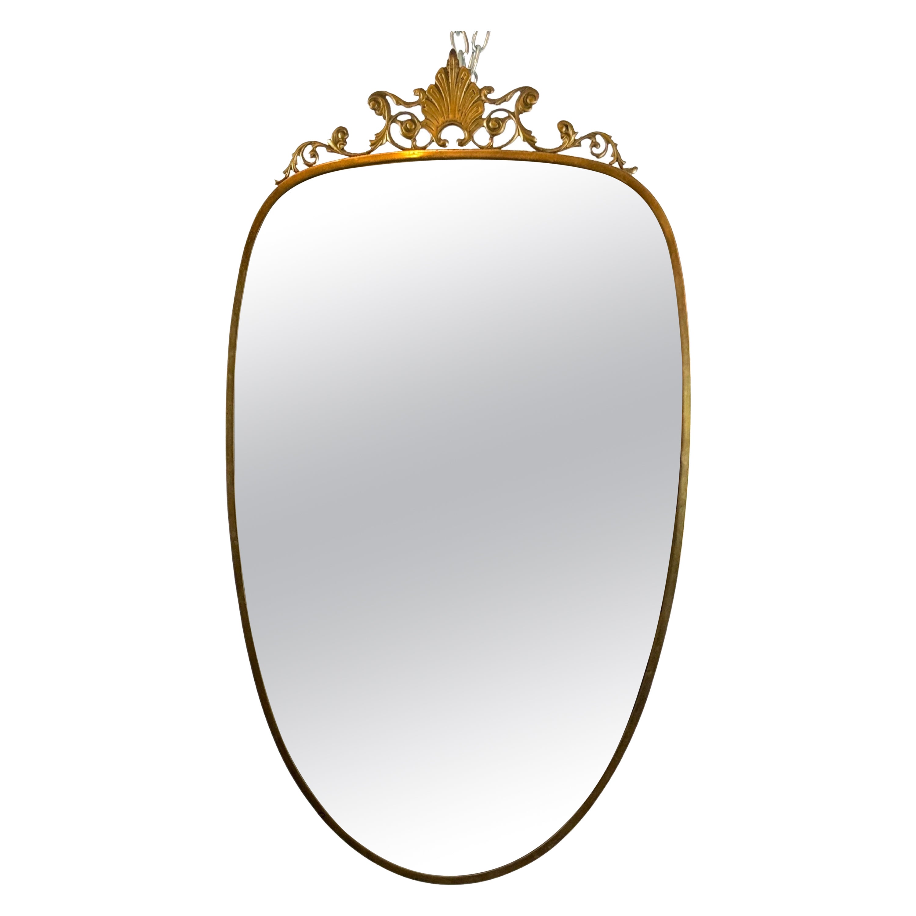 Gio Ponti style, Mid-Century mirror in brass. Italy 1950s