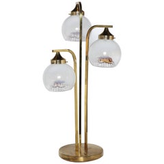 Retro A. V. Mazzega "Fountain" Table Lamp with Three Murano Frosted Art Glass Shades