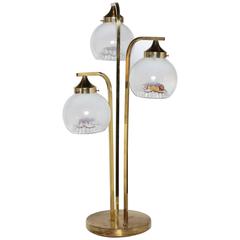 1960s A. V. Mazzega Brass "Fountain" Table Lamp with Three Frosted Glass Shades 7