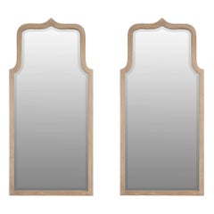 Pair of Modern Mirrors with Wooden Frame