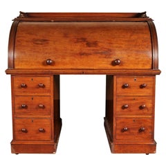 Antique T. Wallis And Co. London Mahogany Roll Top Desk for Restoration