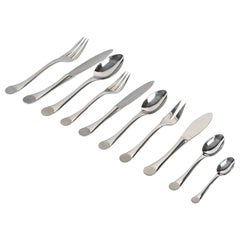 Puiforcat - Art Deco Cutlery Flatware Set Wave Stainless Steel - 131 Pieces