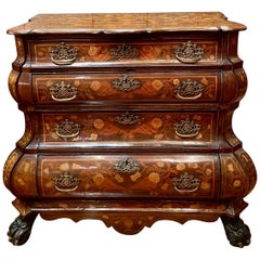 Antica commode Bombay olandese del XIX secolo con intarsio, CIRCA 1860.
