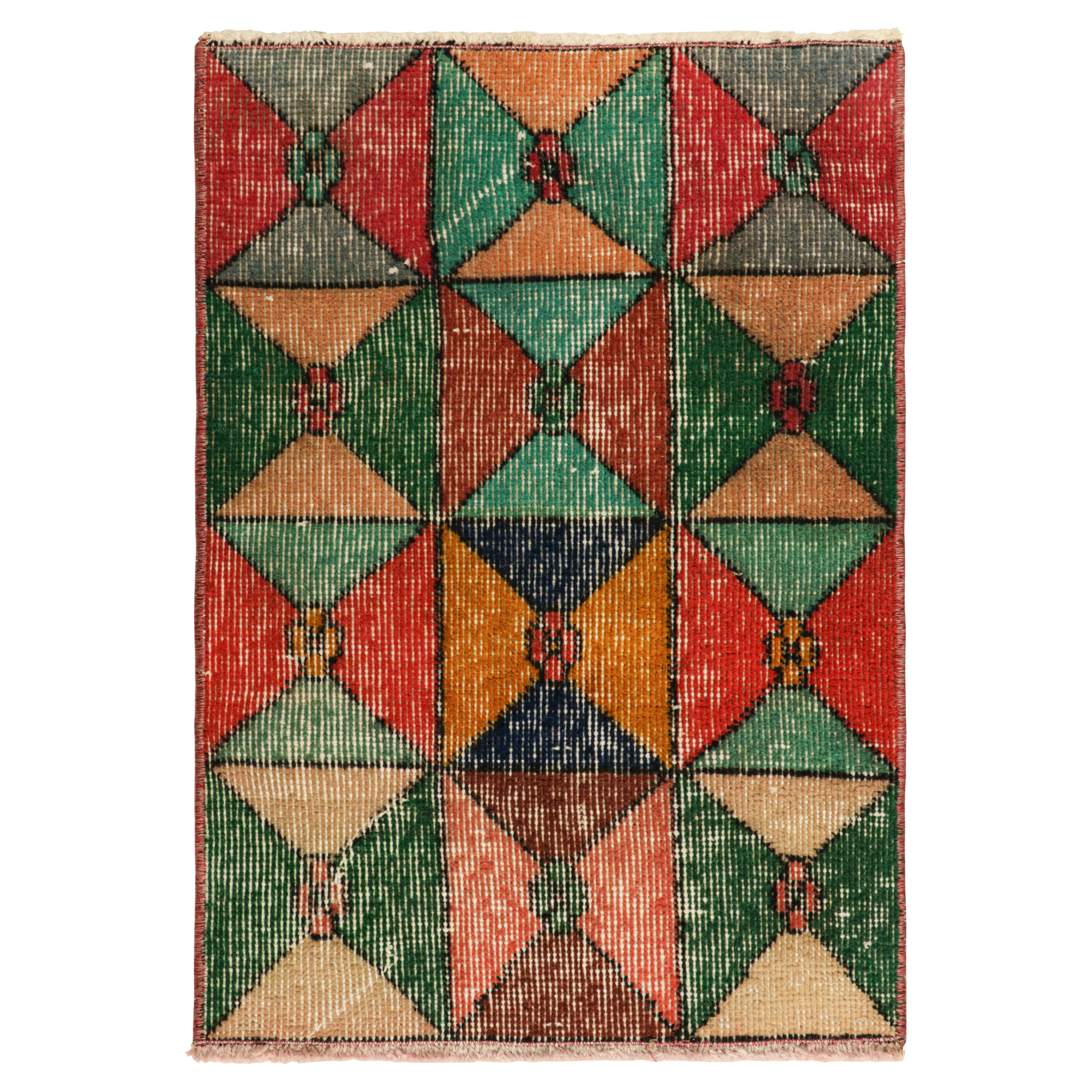 Vintage Zeki Müren Rug with Polychromatic Geometric Patterns, from Rug & Kilim