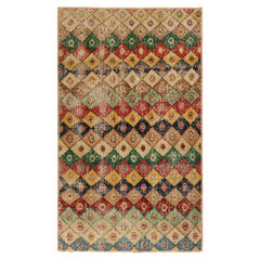 Vintage Zeki Müren Rug with Polychromatic Diamond Patterns, from Rug & Kilim