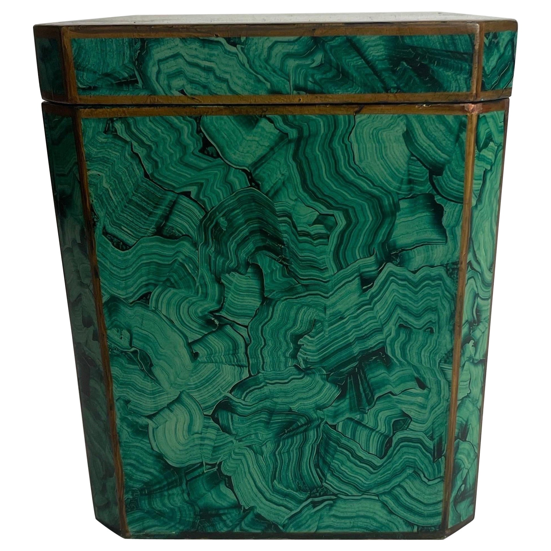 Caja de malaquita de imitación Maitland Smith en venta