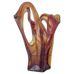European glass artist. Large art glass vase. Amber-colored. 1960s/70s