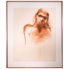 Betty Woodward-Bosley Wrath Signed Modern Figurative Drawing on Paper Framed