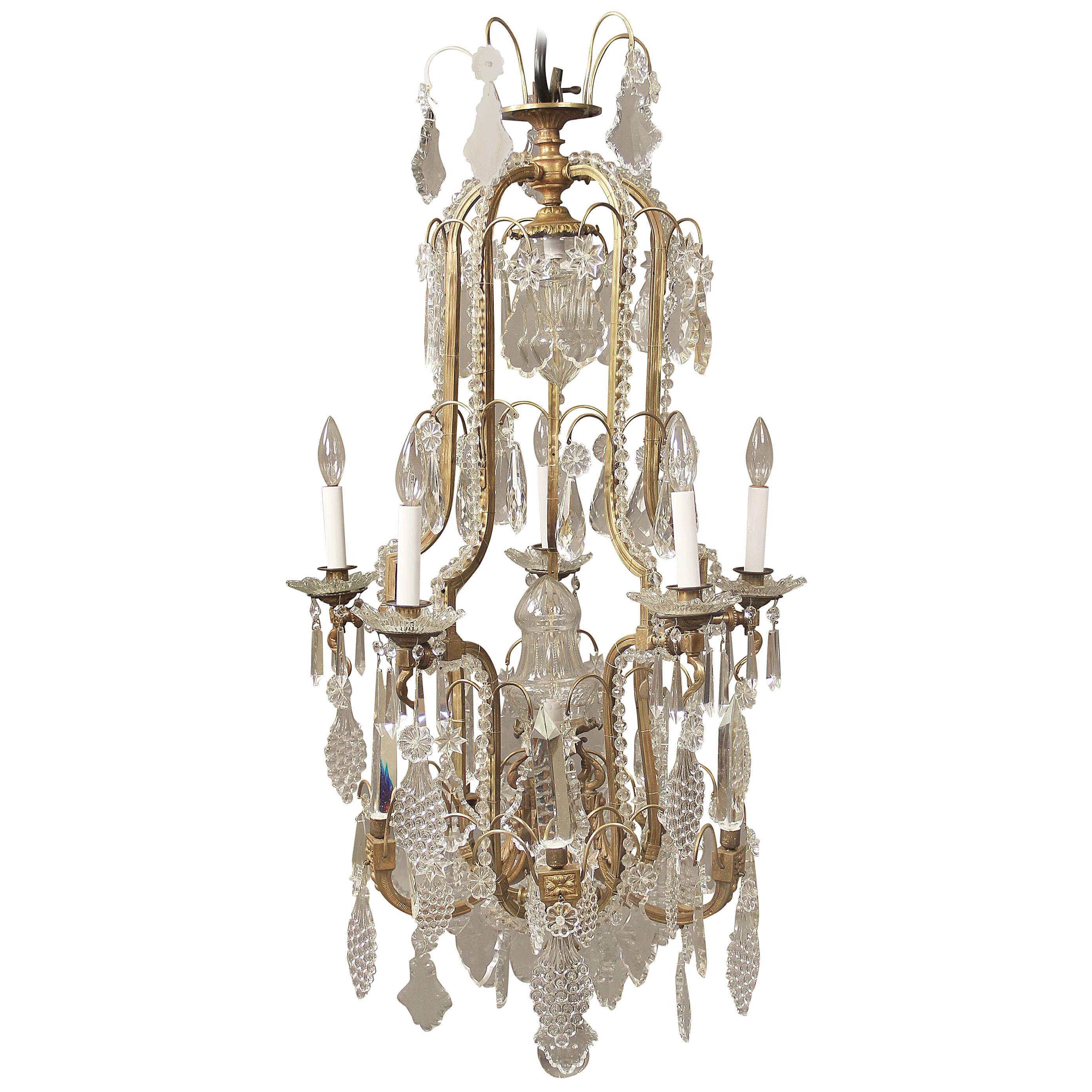 Late 19th Century Gilt Bronze and Crystal Chandelier