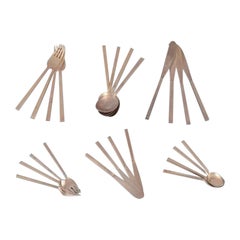 Sigvard Bernadotte „Scanline“ Besteck aus Messing. Tafelservice für vier Personen. 24 Pieces.