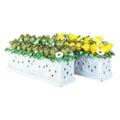Vintage Boho Glazed Ceramic Planters - a Pair
